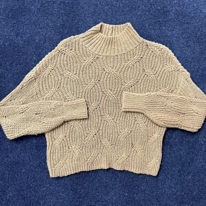 American Eagle Outfitters Sweater Womens Small Beige Knit Mock Neck Pullover